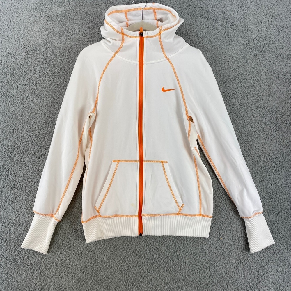Nike Hoodie Womens Medium Sweatshirt White Therma Fit Full Livestrong Invincible